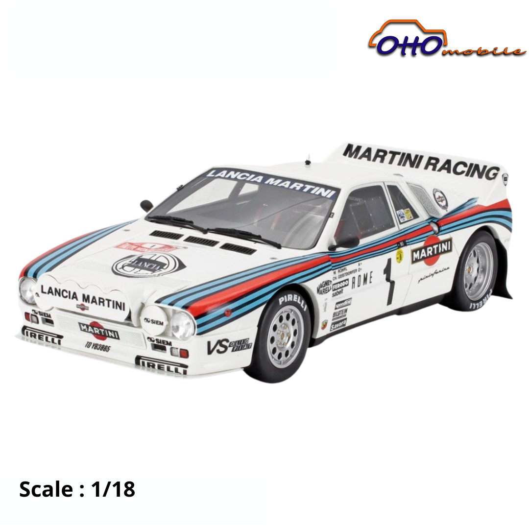 LANCIA - RALLY SET - 037 TEAM MARTINI RACING Gr.B (night version) N 1 WINNER RALLY MONTECARLO WALTER ROHRL - CHRISTIAN GEISTDORFER + FIAT 242 VAN ASSISTANCE WITH TRAILER - 1983