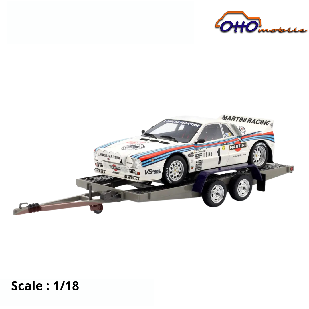 LANCIA - RALLY SET - 037 TEAM MARTINI RACING Gr.B (night version) N 1 WINNER RALLY MONTECARLO WALTER ROHRL - CHRISTIAN GEISTDORFER + FIAT 242 VAN ASSISTANCE WITH TRAILER - 1983
