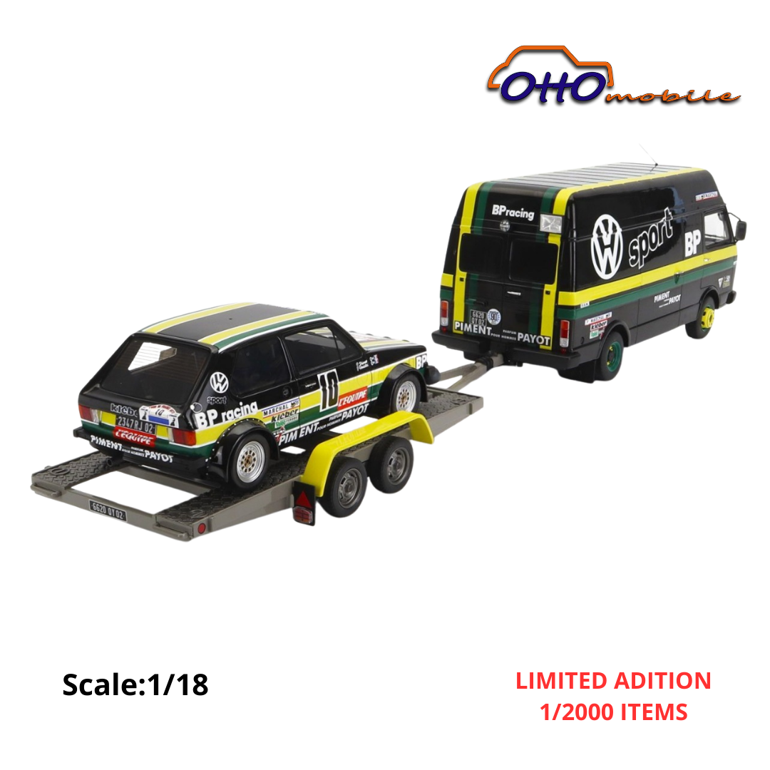 VOLKSWAGEN - RALLY SET - VOLKSWAGEN LT35 VAN + TRAILER + GOLF GTi MKI Gr.2 TEAM BP RACING VOLKSWAGEN SPORT N 10 RALLY TOUR DE FRANCE AUTOMOBILE J.PANCIATICI - P.THINNES -1981