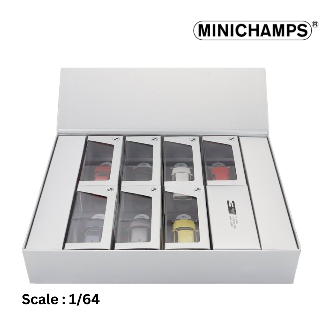 BMW - SET 7X 3-SERIES COLLECTION 50 YEARS - 7 GENERATION - E21 1975 - E30 1982 - E36 1990 - E46 1997 - E90 2005 - F30 2011 - G20 2018