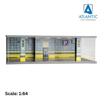 VETRINA DISPLAY BOX - DIORAMA PARCHEGGIO SECONDO PIANO - PARKING P2 YELLOW FLOOR - CARS NOT INCLUDED - Lungh.LENGHT cm 43.0 X Largh.WIDTH cm 25.0 X Alt.HEIGHT cm 14.0