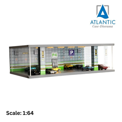 VETRINA DISPLAY BOX - DIORAMA PARCHEGGIO QUARTO PIANO - PARKING P4 GREEN FLOOR - CARS NOT INCLUDED - Lungh.LENGHT cm 43.0 X Largh.WIDTH cm 25.0 X Alt.HEIGHT cm 14.0