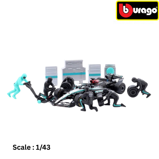 MERCEDES GP - F1 W15 EQ PERFORMANCE DIORAMA GARAGE PIT-STOP TEAM AMG PETRONAS MOTORSPORT N 44 SEASON 2024