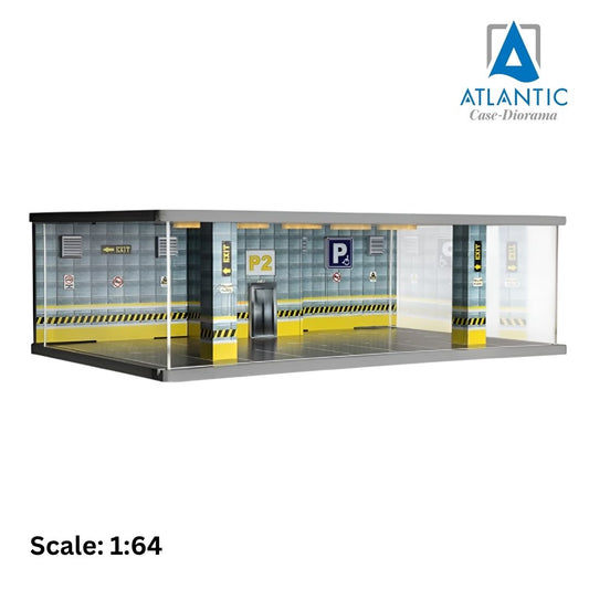 VETRINA DISPLAY BOX - DIORAMA PARCHEGGIO SECONDO PIANO - PARKING P2 YELLOW FLOOR - CARS NOT INCLUDED - Lungh.LENGHT cm 43.0 X Largh.WIDTH cm 25.0 X Alt.HEIGHT cm 14.0