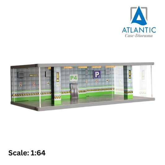 VETRINA DISPLAY BOX - DIORAMA PARCHEGGIO QUARTO PIANO - PARKING P4 GREEN FLOOR - CARS NOT INCLUDED - Lungh.LENGHT cm 43.0 X Largh.WIDTH cm 25.0 X Alt.HEIGHT cm 14.0