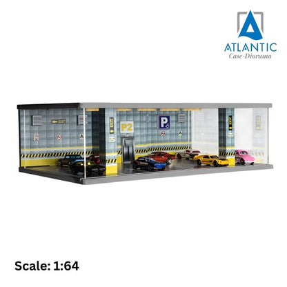 VETRINA DISPLAY BOX - DIORAMA PARCHEGGIO SECONDO PIANO - PARKING P2 YELLOW FLOOR - CARS NOT INCLUDED - Lungh.LENGHT cm 43.0 X Largh.WIDTH cm 25.0 X Alt.HEIGHT cm 14.0
